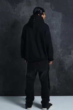 boohooMAN Trippie Redd Oversized Dropped Shoulder Metal Spike Hoodie | UK| Hoodies & Sweatshirts