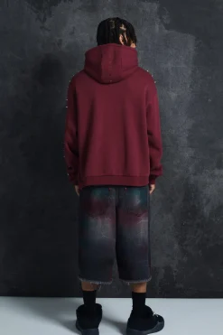 boohooMAN Trippie Redd Oversized Dropped Shoulder Metal Spike Hoodie | UK| Hoodies & Sweatshirts