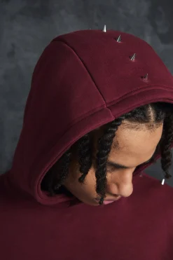 boohooMAN Trippie Redd Oversized Dropped Shoulder Metal Spike Hoodie | UK| Hoodies & Sweatshirts