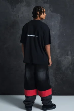 Trippie Redd Oversized Extended Neck Heavyweight Washed Fleur De Lis T-Shirt | UK^boohooMAN Hot