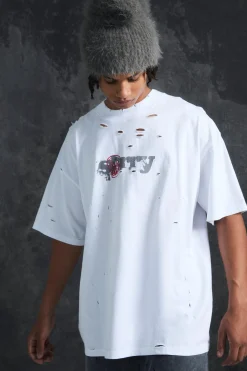 Trippie Redd Oversized Extended Neck Heavyweight Sorry T-shirt | UK^boohooMAN Hot