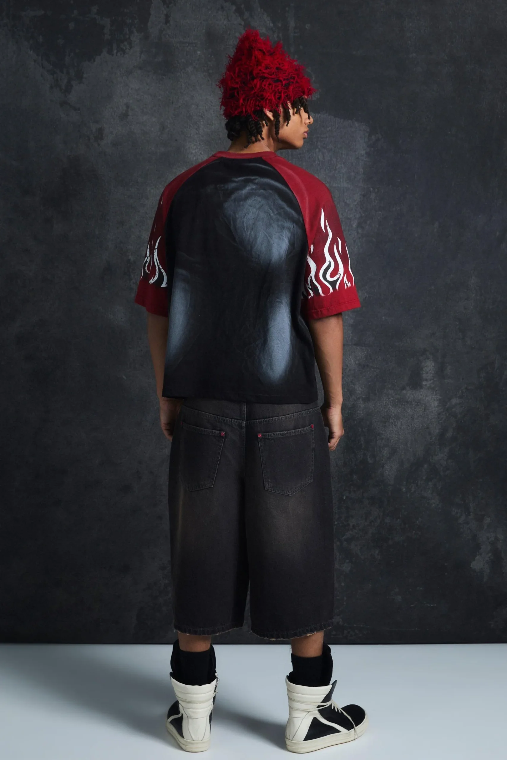 Trippie Redd Oversized Heavy Washed Raglan Flame T-shirt | UK^boohooMAN Sale