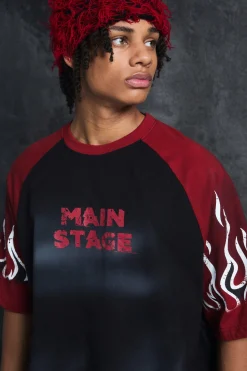 Trippie Redd Oversized Heavy Washed Raglan Flame T-shirt | UK^boohooMAN Sale