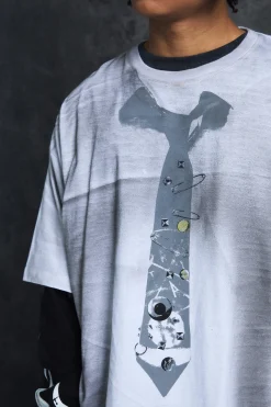 Trippie Redd Oversized Heavy Washed Tie Print T-shirt | UK^boohooMAN Sale