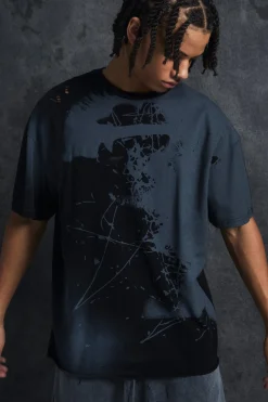 Trippie Redd Oversized Heavy Washed Lips Print T-shirt | UK^boohooMAN Outlet