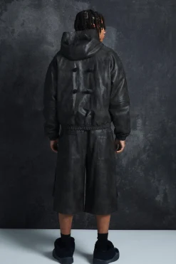 boohooMAN Trippie Redd Relaxed Longline Washed Pu Cargo Jorts In | UK| Shorts