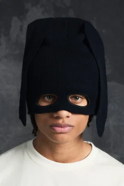 boohooMAN Trippie Redd Ribbed Bunny Ears Beanie In | UK| Hats & Caps