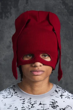 boohooMAN Trippie d Ribbed Bunny Ears Beanie In | UK| Hats & Caps