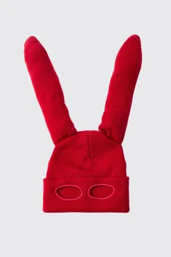 boohooMAN Trippie d Ribbed Bunny Ears Beanie In | UK| Hats & Caps