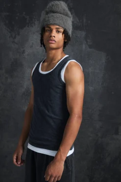 Trippie Redd Slim Washed & Distressed Faux Layer Vest | UK^boohooMAN Outlet