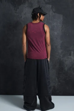 Trippie Redd Slim Washed & Distressed Faux Layer Vest | UK^boohooMAN Online