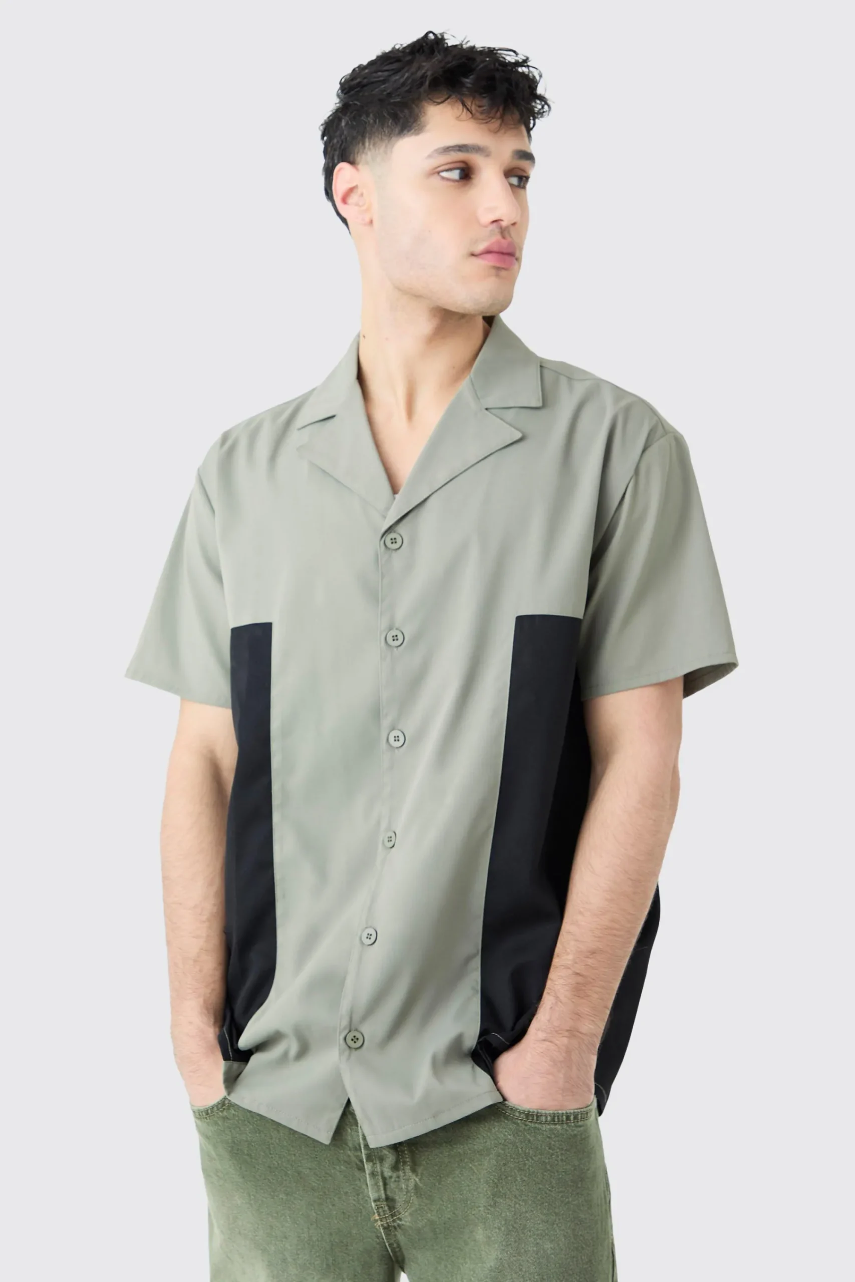 boohooMAN Twill Short Sleeve Gusset Detail Set | UK| Sets & Co-Ords
