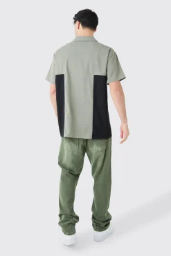 boohooMAN Twill Short Sleeve Gusset Detail Set | UK| Sets & Co-Ords