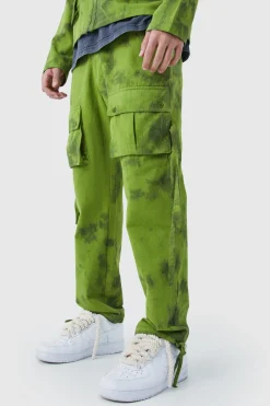 boohooMAN Twill Tie Dye Fixed Waist Straight Leg Cargo Trouser | UK| Sets & Co-Ords