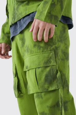 boohooMAN Twill Tie Dye Fixed Waist Straight Leg Cargo Trouser | UK| Sets & Co-Ords