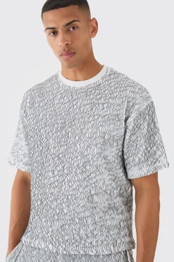 boohooMAN Two Tone Boxy Ripple Pleated T-shirt And Short | UK| Tracksuits
