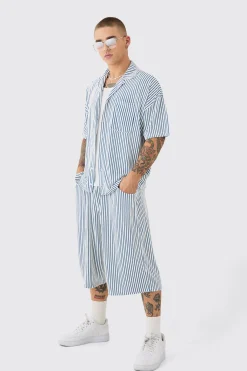 boohooMAN Two Tone Towelling Boxy Shirt And Short Set | UK| Sets & Co-Ords