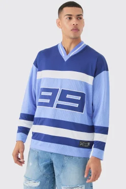 V Neck Colour Block Mesh Long Sleeve T-shirt | UK^boohooMAN