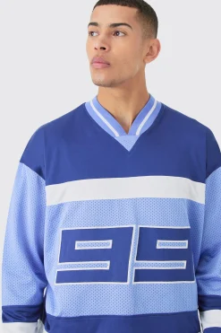 V Neck Colour Block Mesh Long Sleeve T-shirt | UK^boohooMAN