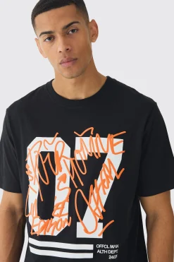 Varsity Graffiti Puff Print T-Shirt | UK^boohooMAN Sale