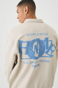 boohooMAN Varsity Homme Applique Jersey Harrington Jacket | UK| Coats & Jackets