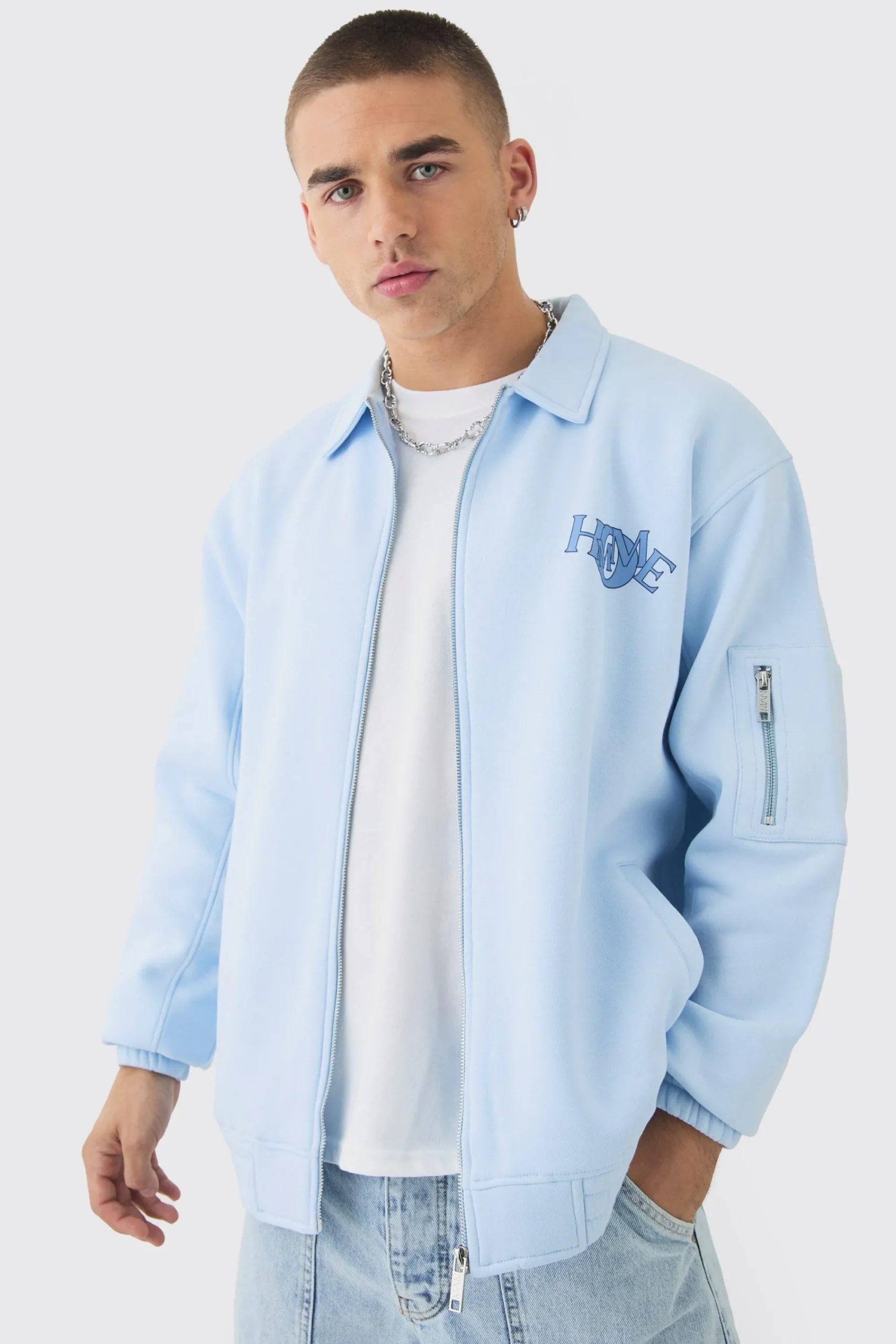 boohooMAN Varsity Homme Applique Jersey Harrington Jacket | UK| Coats & Jackets