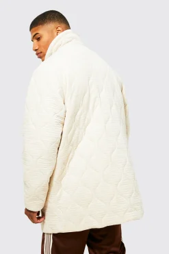 boohooMAN Velvet Onion Quilted Mid Length Puffer | UK| Coats & Jackets