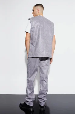 boohooMAN Vintage Pu Oversized Waistcoat Suit | UK| Suits & Tailoring