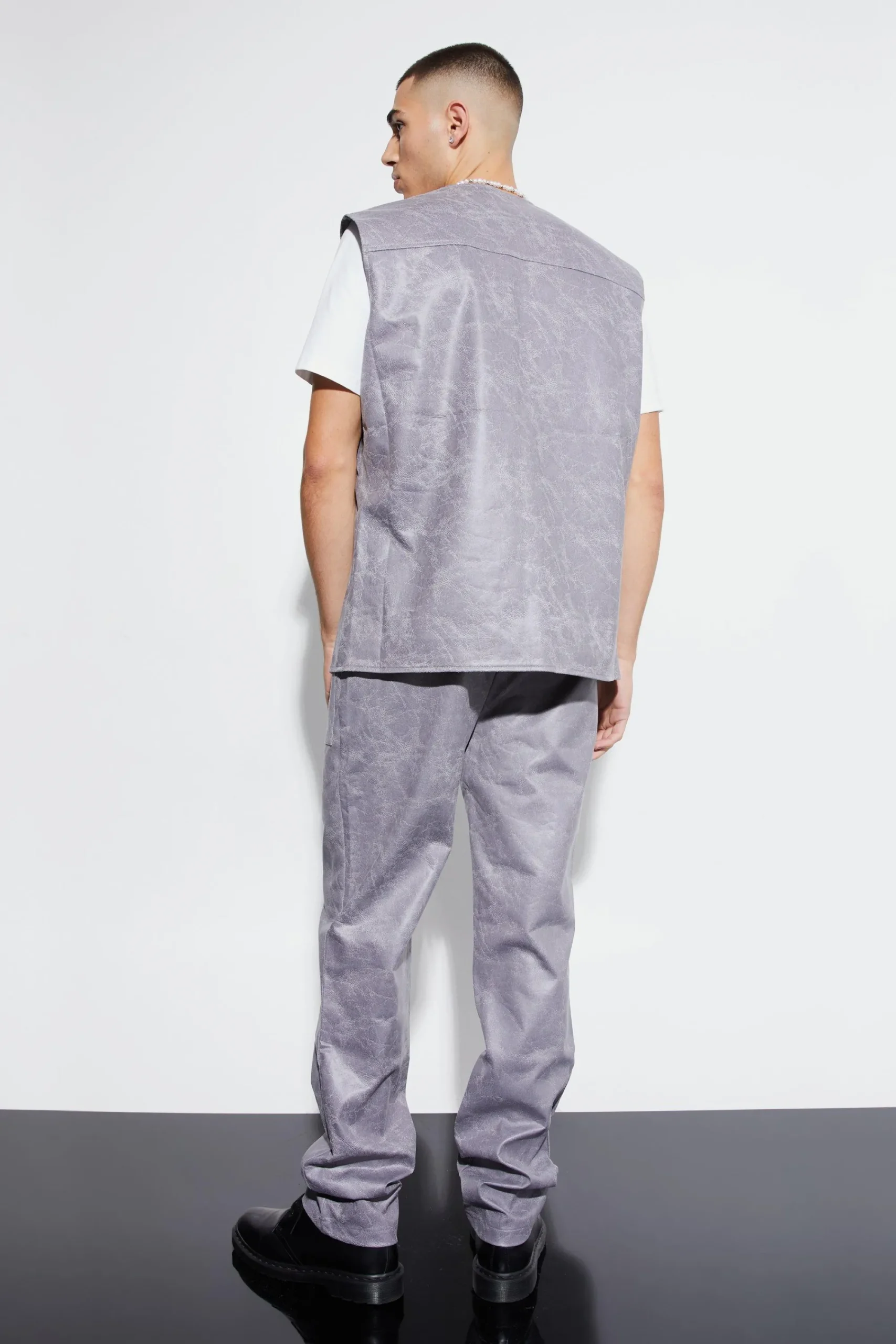 boohooMAN Vintage Pu Straight Leg Zip Suit Trousers | UK| Suits & Tailoring