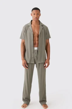 boohooMAN Waffle Lounge Shirt & Relaxed Bottom Set In | UK| Loungewear|Sets & Co-Ords