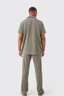 boohooMAN Waffle Lounge Shirt & Relaxed Bottom Set In | UK| Loungewear|Sets & Co-Ords