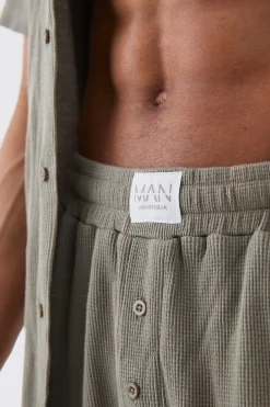 boohooMAN Waffle Lounge Shirt & Relaxed Bottom Set In | UK| Loungewear|Sets & Co-Ords
