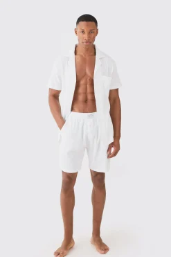 boohooMAN Waffle Lounge Shirt & Short Set In | UK| Loungewear|Sets & Co-Ords
