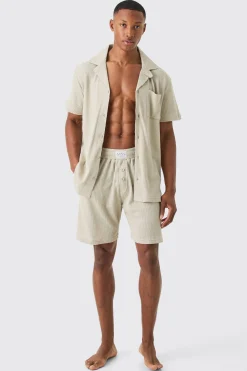 boohooMAN Waffle Lounge Shirt & Short Set In | UK| Loungewear|Sets & Co-Ords