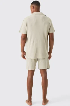 boohooMAN Waffle Lounge Shirt & Short Set In | UK| Loungewear|Sets & Co-Ords