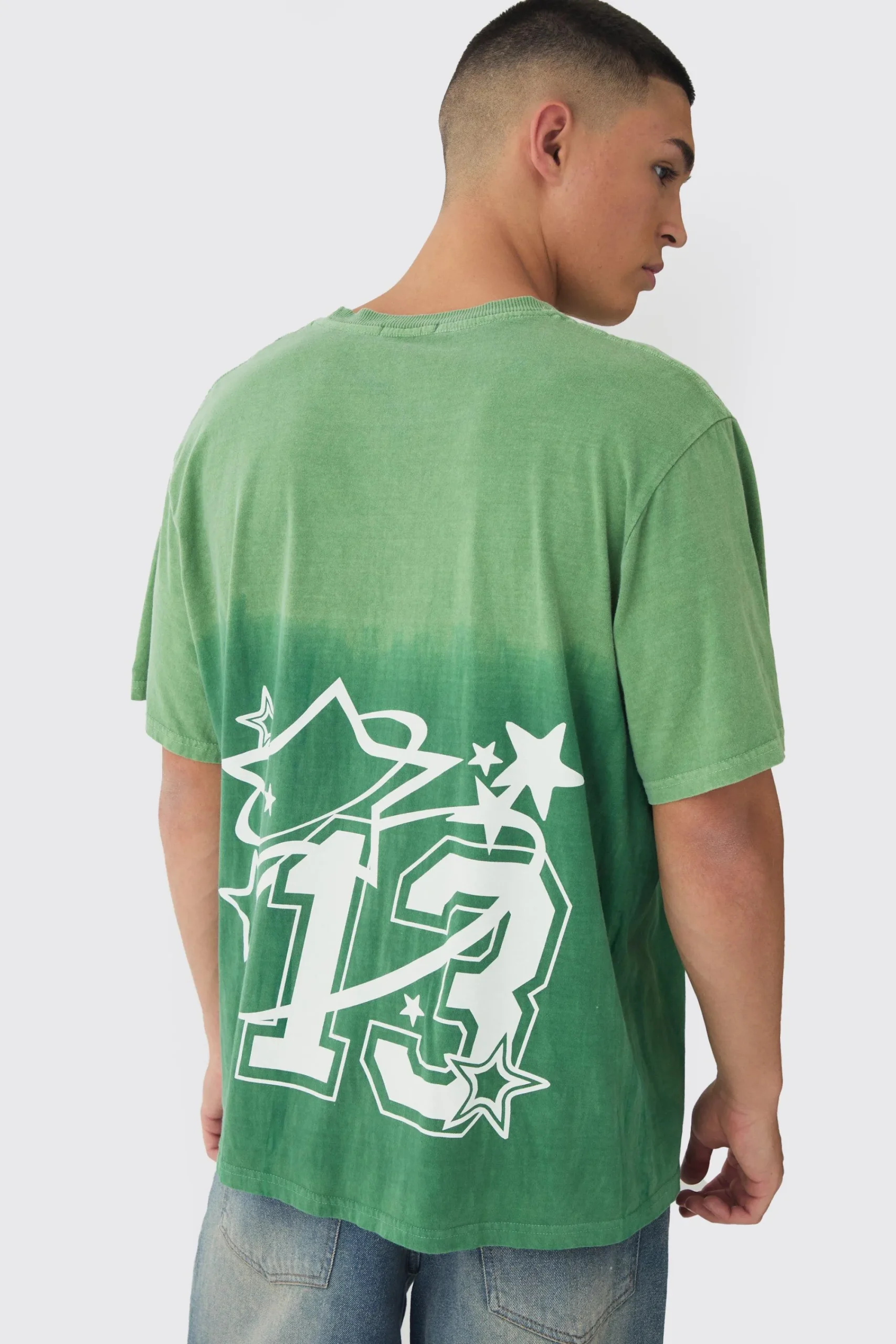 Washed 13 Star Printed T-Shirt | UK^boohooMAN