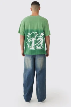 Washed 13 Star Printed T-Shirt | UK^boohooMAN