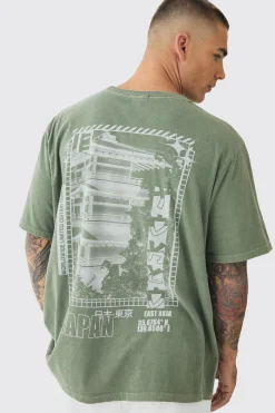 Washed Japan Back Print T-Shirt | UK^boohooMAN Online
