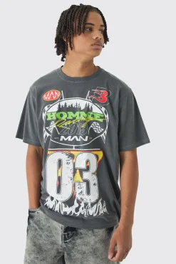Washed Moto Graphic T-Shirt | UK^boohooMAN