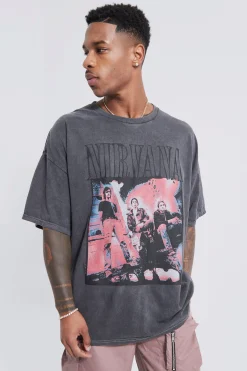 Washed Nirvana Overdye License T-shirt | UK^boohooMAN New