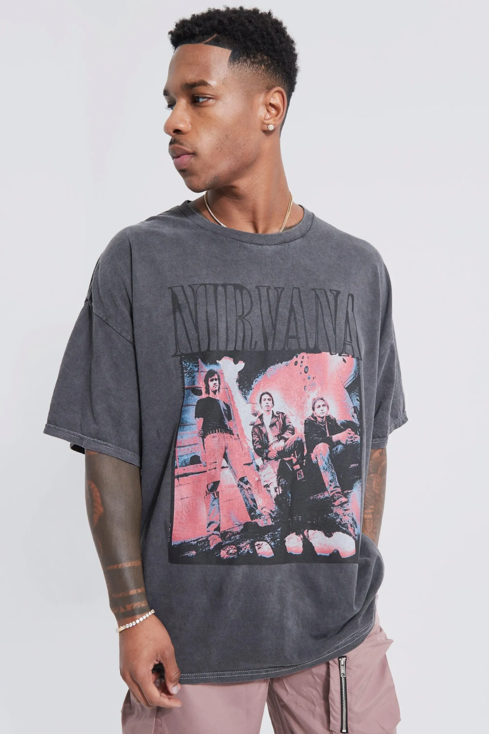 Washed Nirvana Overdye License T-shirt | UK^boohooMAN New