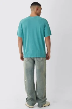 Washed Official Globe Print T-Shirt | UK^boohooMAN Discount