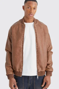 boohooMAN Washed Pu Bomber Jacket | UK| Coats & Jackets