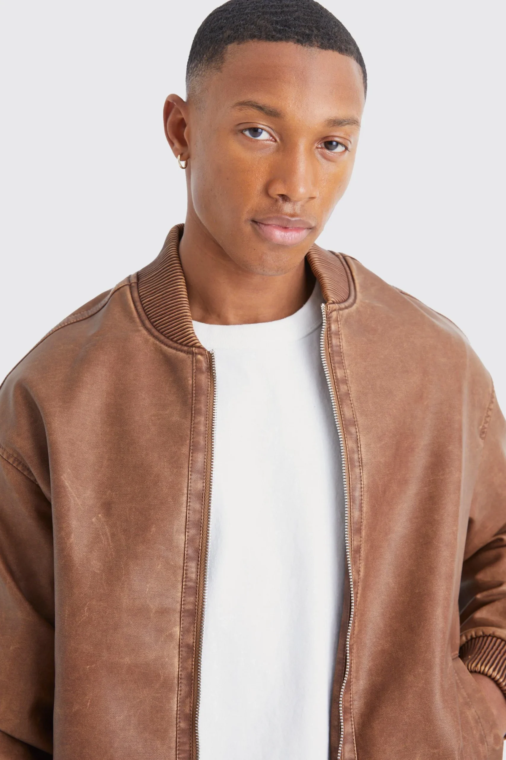 boohooMAN Washed Pu Bomber Jacket | UK| Coats & Jackets