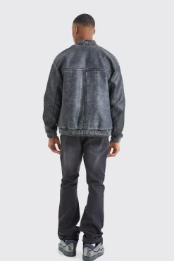 boohooMAN Washed Pu Bomber Jacket | UK| Coats & Jackets
