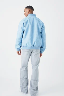 boohooMAN Washed Pu Panel Detail Bomber | UK| Coats & Jackets