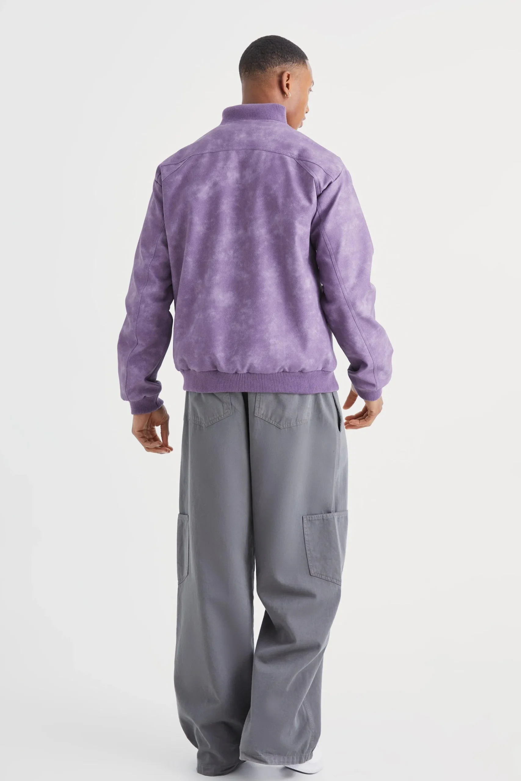 boohooMAN Washed Pu Panel Detail Bomber | UK| Coats & Jackets