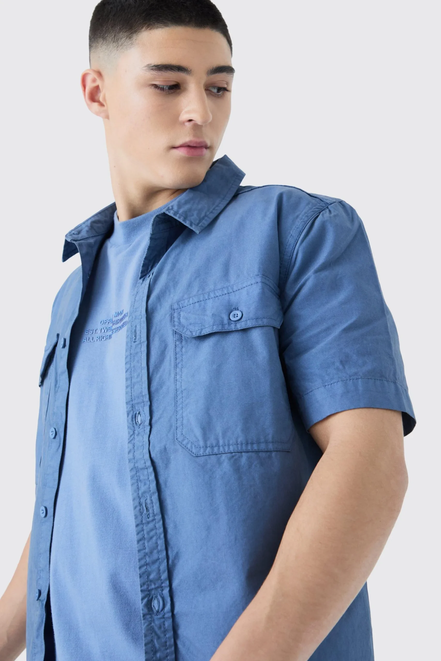boohooMAN Washed Short Sleeve Twill Shirt | UK| Shirts