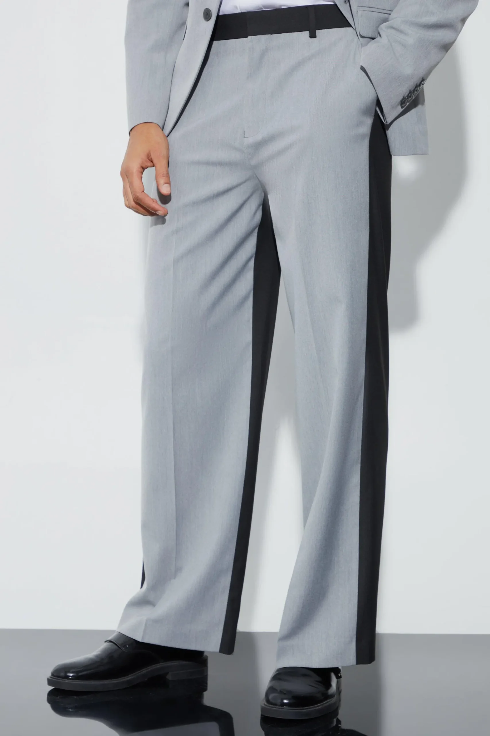 boohooMAN Wide Fit Colour Block Half And Half Trouser | UK| Suits & Tailoring