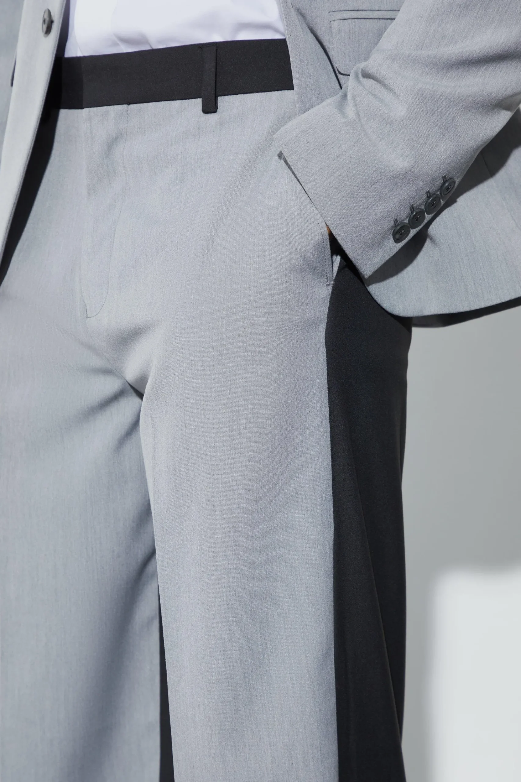 boohooMAN Wide Fit Colour Block Half And Half Trouser | UK| Suits & Tailoring